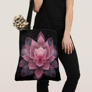 Bolsa Tote Flor de lótus etéreo - Yoga Rosa claro preta