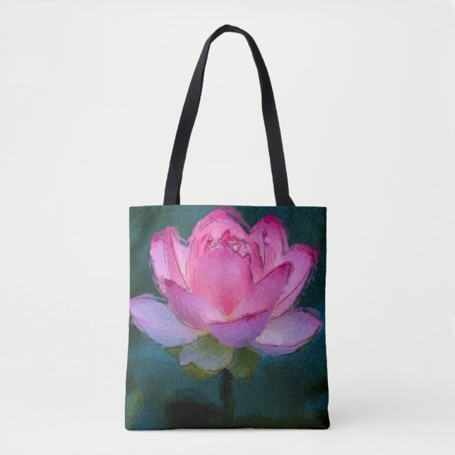 Bolsa Tote Flor de Lotus Rosa (Frente)