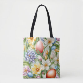 Bolsa Tote Flor de Maçã Gracioso, Tulipas e Ovos de Páscoa
