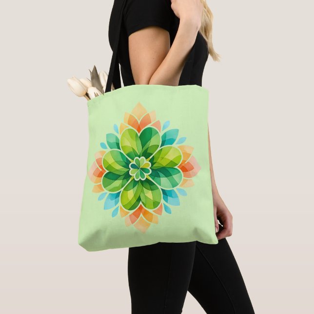 Bolsa Tote Flor de Mandala Pastel Jardim de Primav (Close Up)