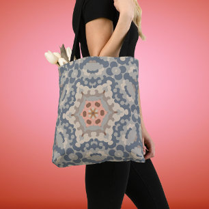 Bolsa Tote Flor de Mandala Retroativa Azul e Laranja