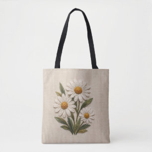 Bolsa Tote Flor de Margarida Bordada