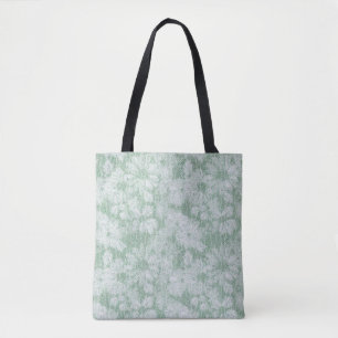 Bolsa Tote Flor de Margarida Veludo Verde Menta