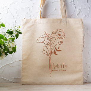 Bolsa Tote Flor de Mês de Nascimento Personalizada Agosto Boh