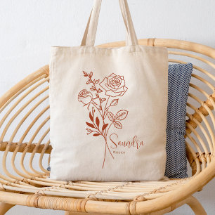 Bolsa Tote Flor de Mês de Nascimento Personalizada Junho Boho