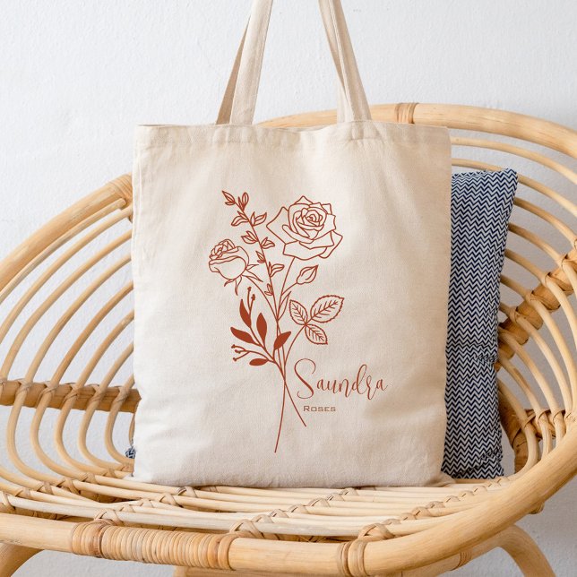 Bolsa Tote Flor de Mês de Nascimento Personalizado June Boho (Criador carregado)