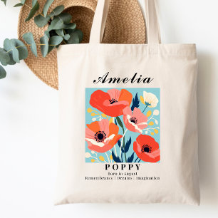 Bolsa Tote Flor de Nascimento de Agosto Papoula Compras Leitu