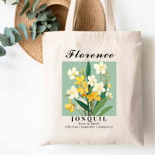Bolsa Tote Flor de Nascimento de Março Jonquil Algodão para C