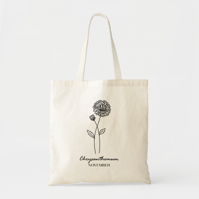 Bolsa Tote Flor de Nascimento de Novembro | Chrysanthemum (Frente)