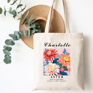 Bolsa Tote Flor de Nascimento de Setembro Aster Compras Moder