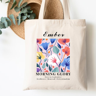 Bolsa Tote Flor de Nascimento de Setembro Morning Glory Retro