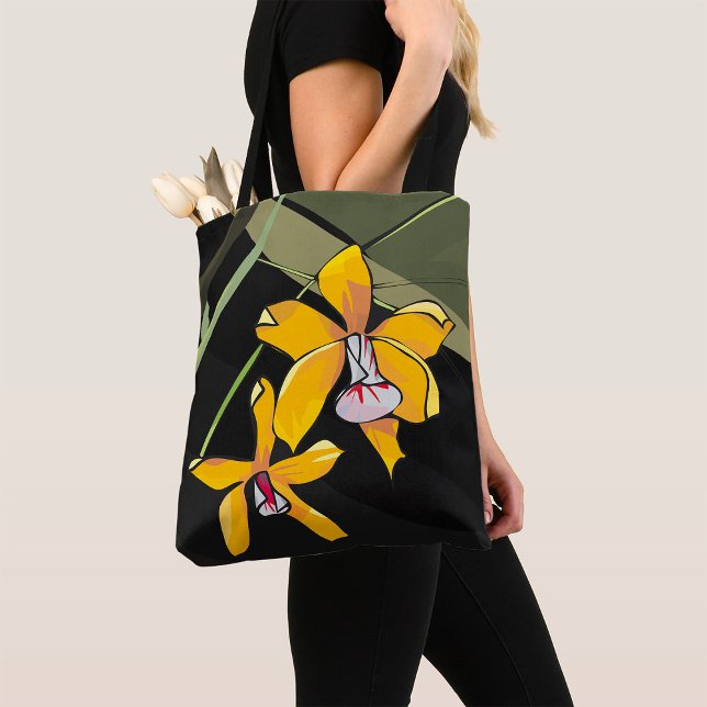Bolsa Tote Flor de Orquídea Amarela Botânica Tropical (Criador carregado)