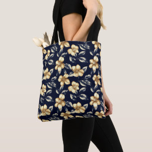 Bolsa Tote Flor de Ouro Azul Padrão da Natureza