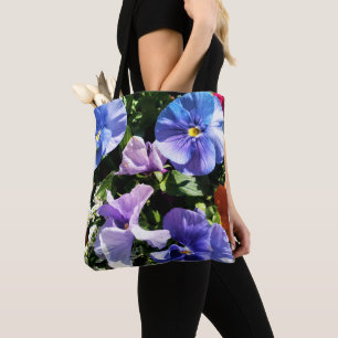 Bolsa Tote Flor de Pansões Roxo de Foto Personalizada