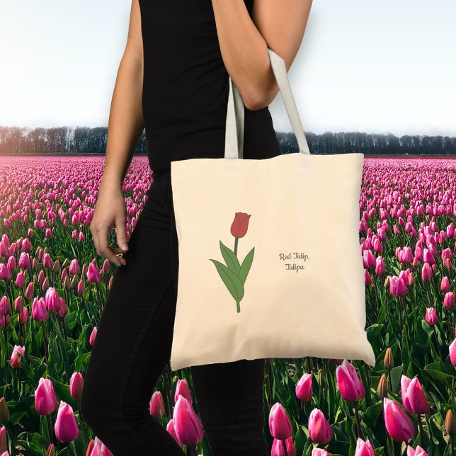 Bolsa Tote Flor de Pastel Vermelho Botânico (Red Tulip Flower Tote Bag)