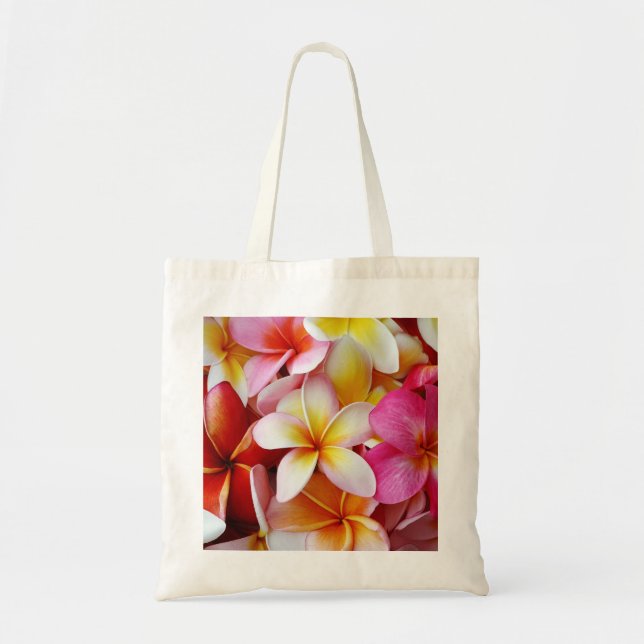 Bolsa Tote Flor de Plumeria Mistura, Amarelo-Rosa (Frente)