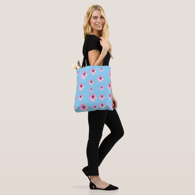 Bolsa Tote Flor de Rosa Azul Claro (No(a) Modelo)