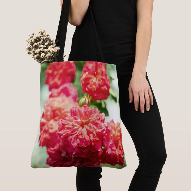 Bolsa Tote flor de rosa vermelha (Close Up)