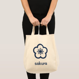 Bolsa Tote Flor de Sakura Azul Marinho