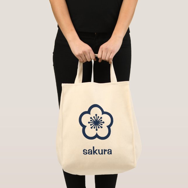 Bolsa Tote Flor de Sakura Azul Marinho (Frente (produto))