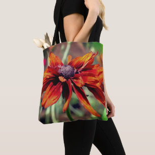 Bolsa Tote Flor de Susana de Olho Preto Laranja Close Up