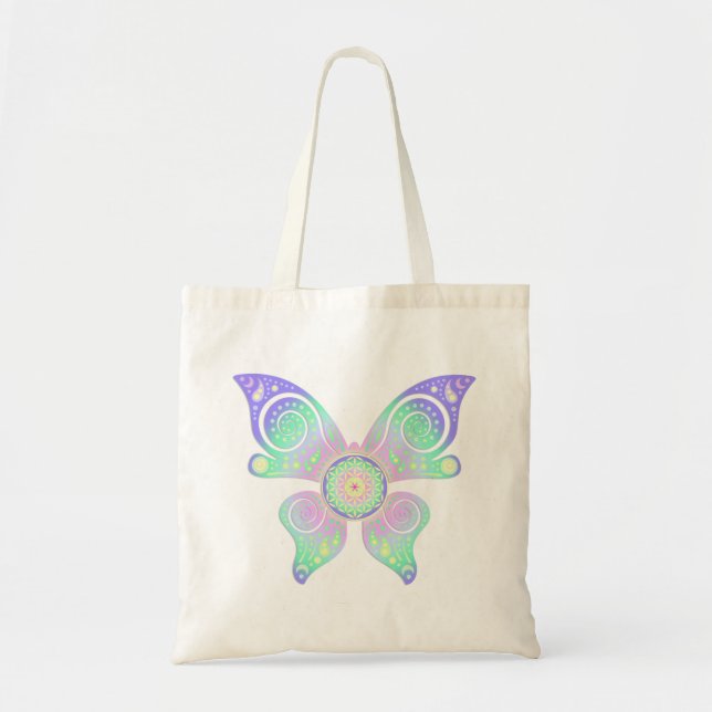 Bolsa Tote Flor de Vida / Blume des Lebens - borboleta (Frente)
