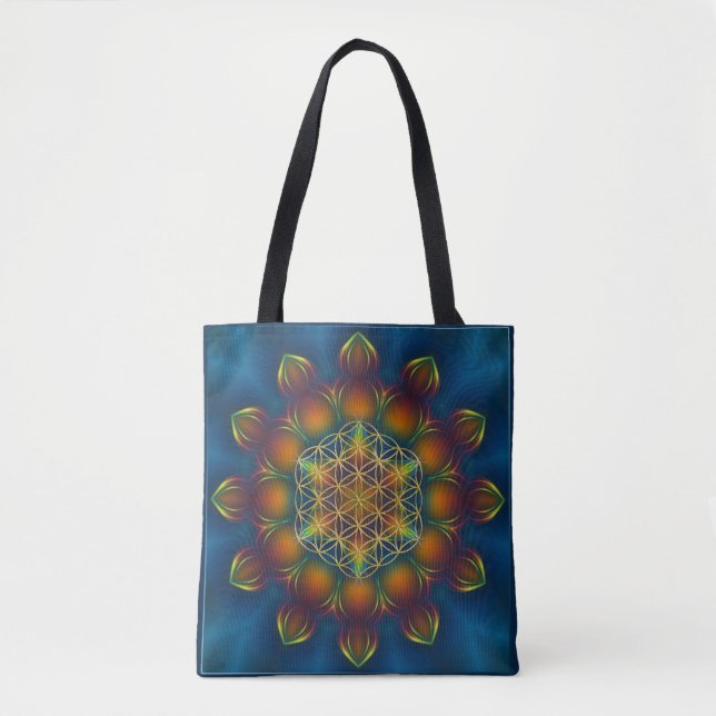 Bolsa Tote Flor De Vida - Fractal Mandala Square III (Frente)