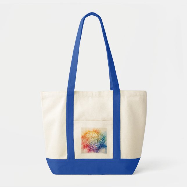 Bolsa Tote Flor de Vida - Pintura de Aquarela (Frente)
