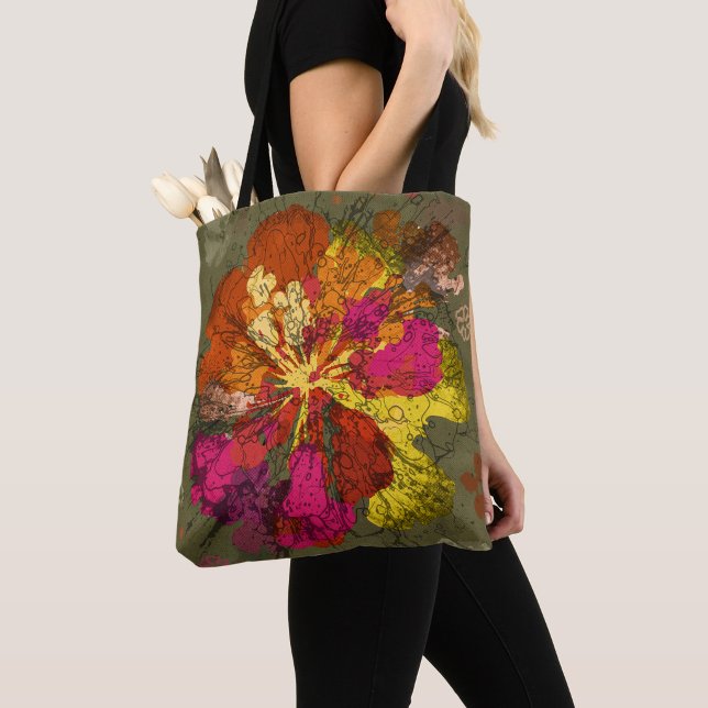 Bolsa Tote Flor Desabrochada Abstrata e Ousada (Criador carregado)