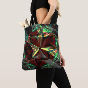 Bolsa Tote Flor digital com tons metálicos ou cristalinos