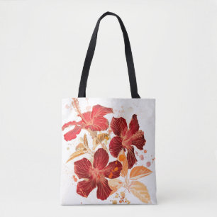 Bolsa Tote Flor do hibiscus - pintura 2 da aguarela