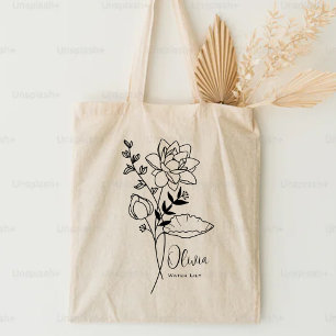 Bolsa Tote Flor do Mês de Nascimento Personalizada Julho Boho