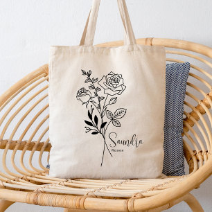 Bolsa Tote Flor do Mês de Nascimento Personalizada Junho Botâ