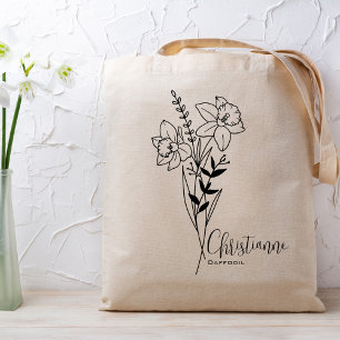 Bolsa Tote Flor do Mês de Nascimento Personalizada Março