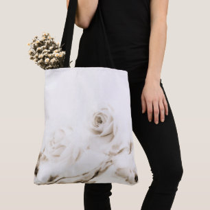 Bolsa Tote Flor do rosa branco do vintage