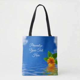 Bolsa Tote Flor Elegante no Texto de Personalização de Água d