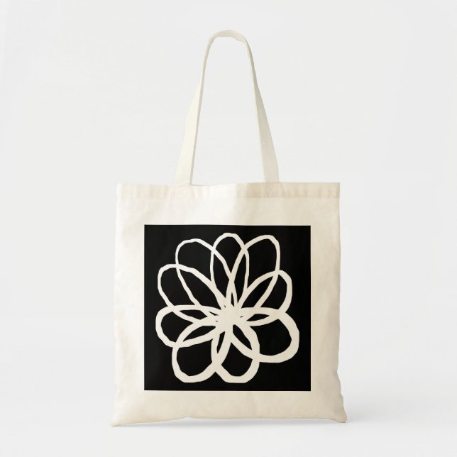 Bolsa Tote Flor Espontaniana - Transparente em Preto (Frente)