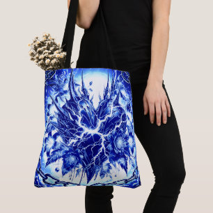 Bolsa Tote Flor Explosão Azul Elétrico