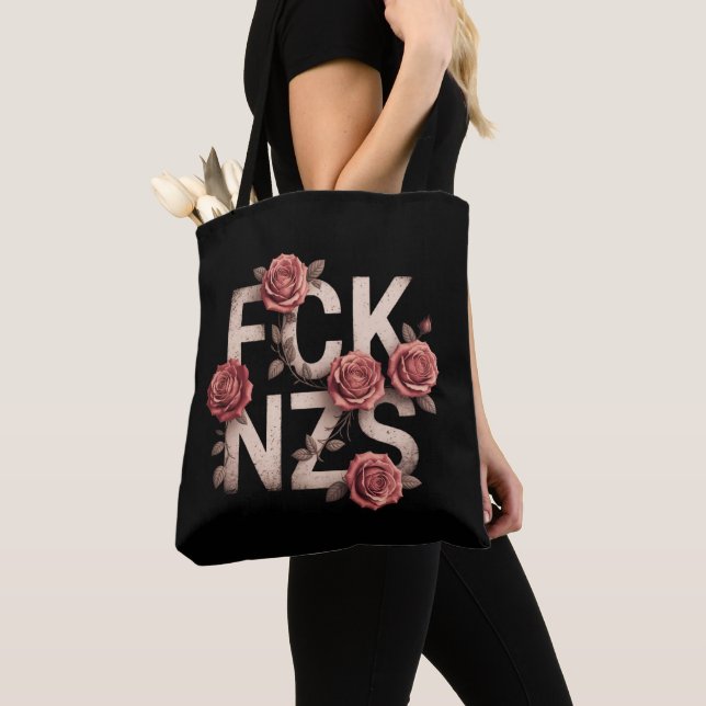 Bolsa Tote Flor FCK NZS Contra a Direita Não Nazista Lgbtq+ (Close Up)