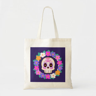 Bolsa Tote Flor Floral Açúcar Crânio