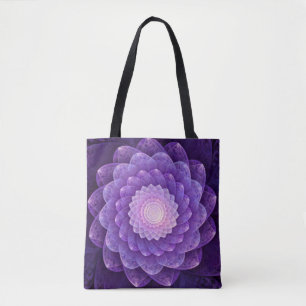 Bolsa Tote Flor Fractal em Roxo
