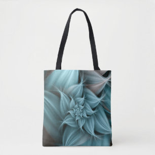 Bolsa Tote Flor Fractal Turquesa Incrível