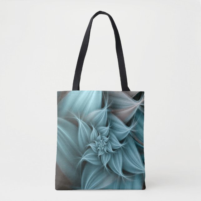 Bolsa Tote Flor Fractal Turquesa Incrível (Frente)