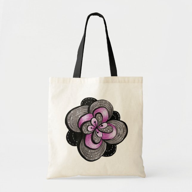 Bolsa Tote Flor Gótica Purple Abstrato Floral Preto (Frente)
