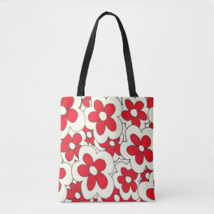Bolsa Tote Flor impressão-vermelha desenhada à mão
