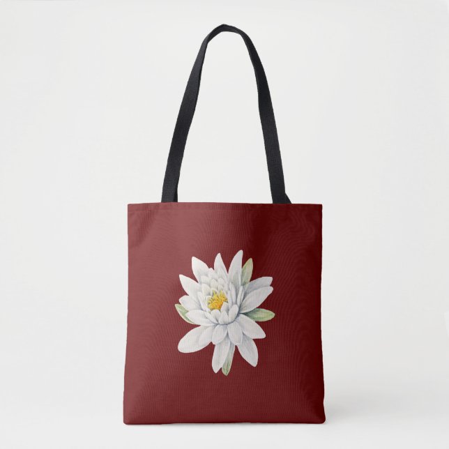 Bolsa Tote Flor lírio de água branca (Frente)