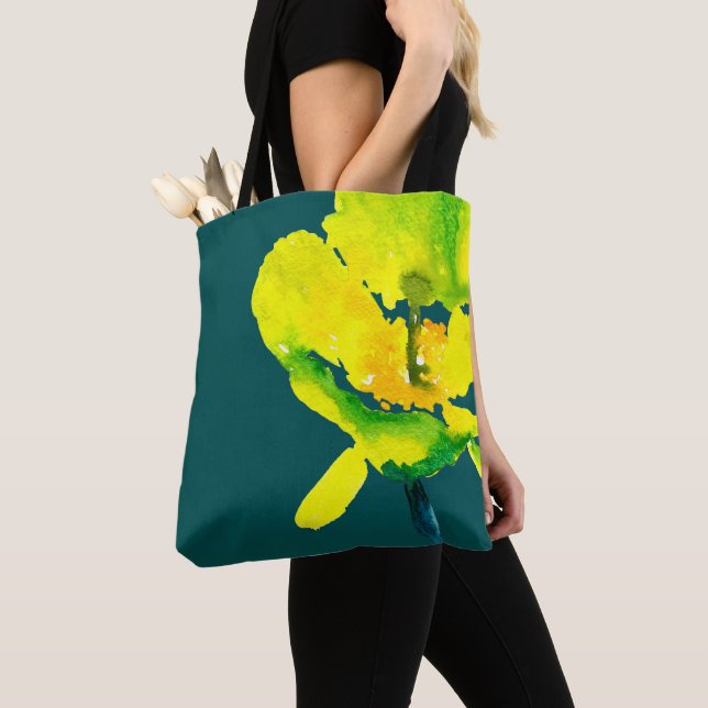 Bolsa Tote Flor livre de abstrato amarelo (Close Up)