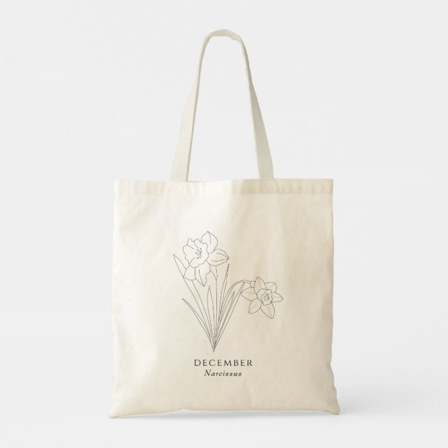 Bolsa Tote Flor Narciso - mês de dezembro de nascimento (Verso)