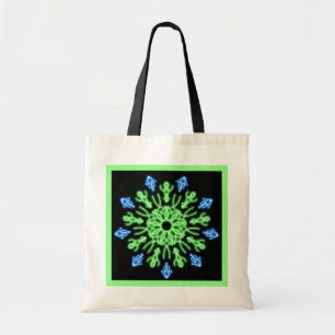 Bolsa Tote Flor néon verde e azul