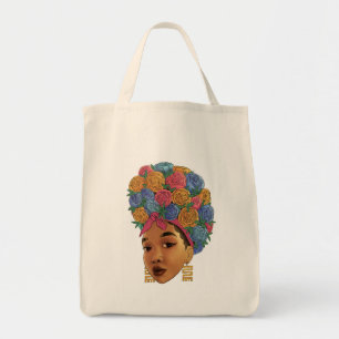 Bolsa Tote Flor no cabelo menina afro-americana